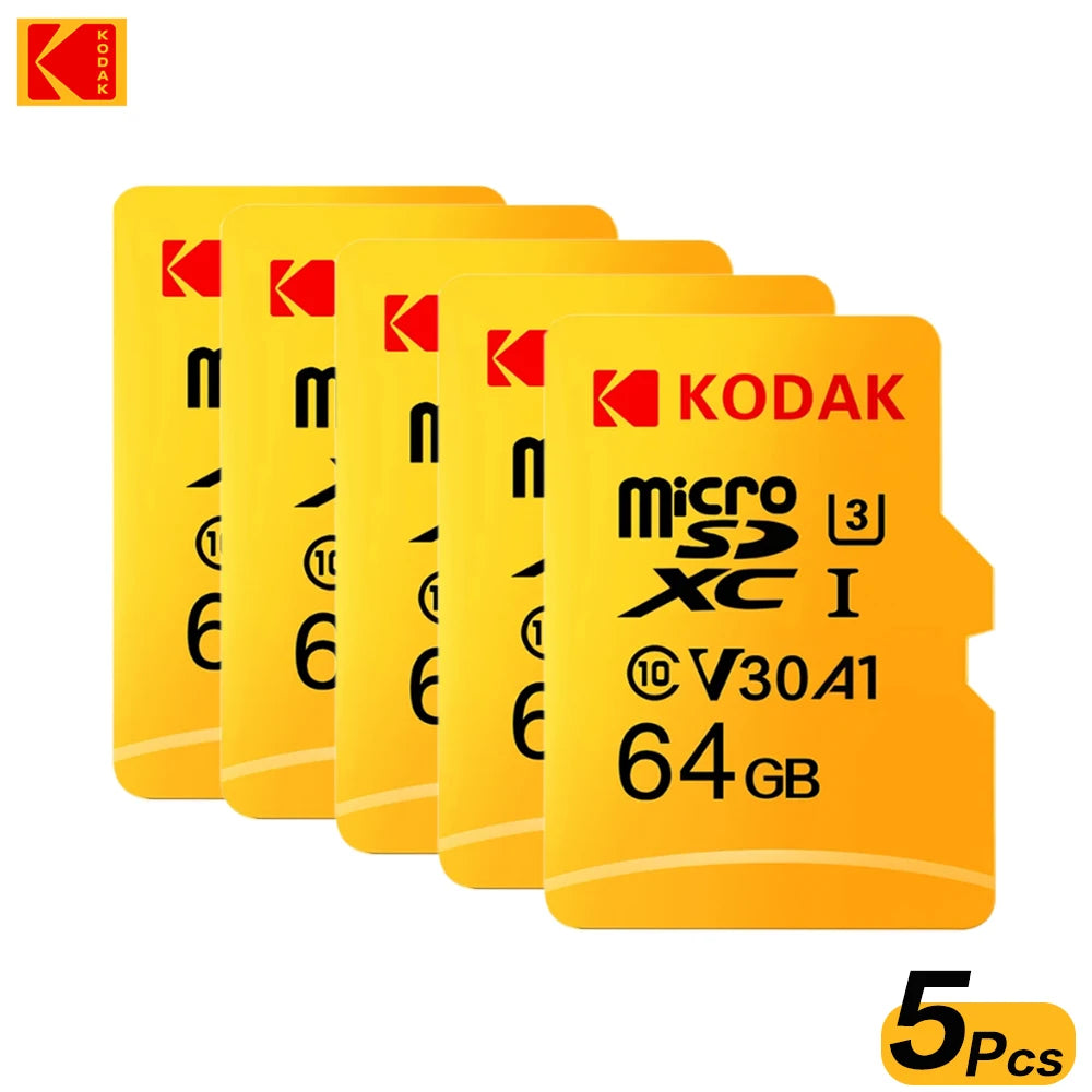 5Pcs KODAK MicroSD 64GB 32GB 128GB 256GB TF Card Class10 U3 V30 4K Memory Card for Phone Drone Camera
