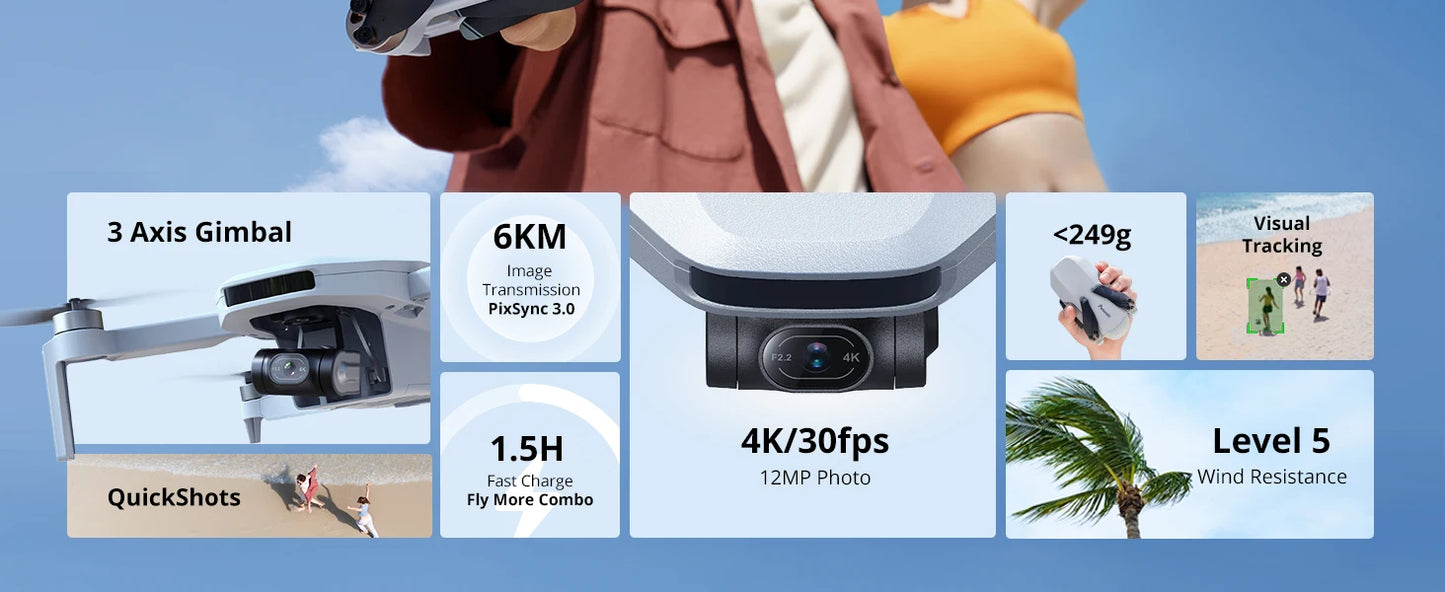 Potensic C0 Mini Drone 3 Axis Gimbal 6KM GPS 4K Camera Brushless Quadcopter ATOM