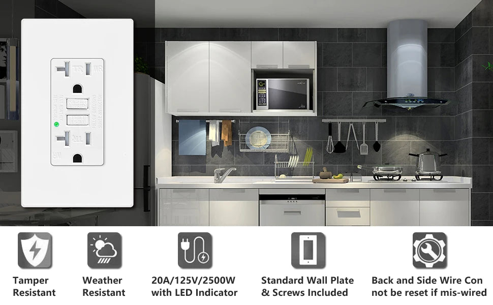 20 Amp GFCI Outlet with Wall Plate