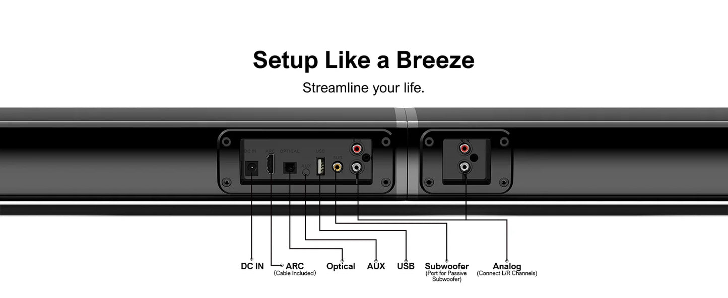 ULTIMEA 200W 4.1ch Detachable Bluetooth 5.3 Soundbar with Subwoofer for Smart TV and Home Theater