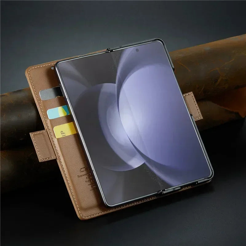 EUCAGR Luxury Magnetic Wallet Leather Case For Samsung Galaxy Z Fold 6 5 Shockproof Card Holder Pocket Cover For Galaxy Z Fold6