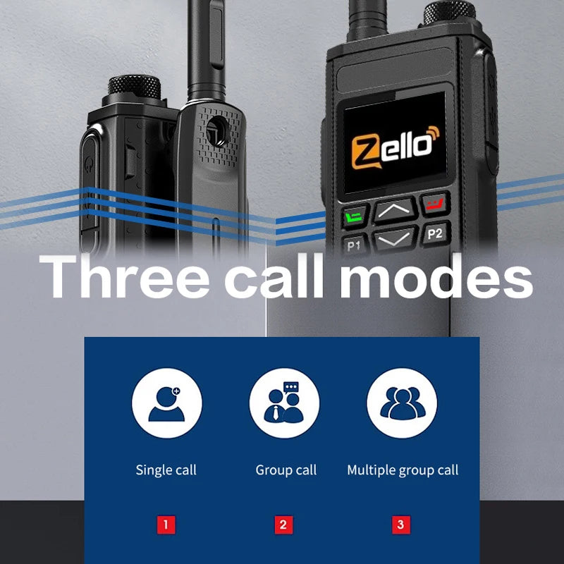 Zello 4G LTE WiFi POC Walkie Talkie with Bluetooth Long Battery Fast Charging