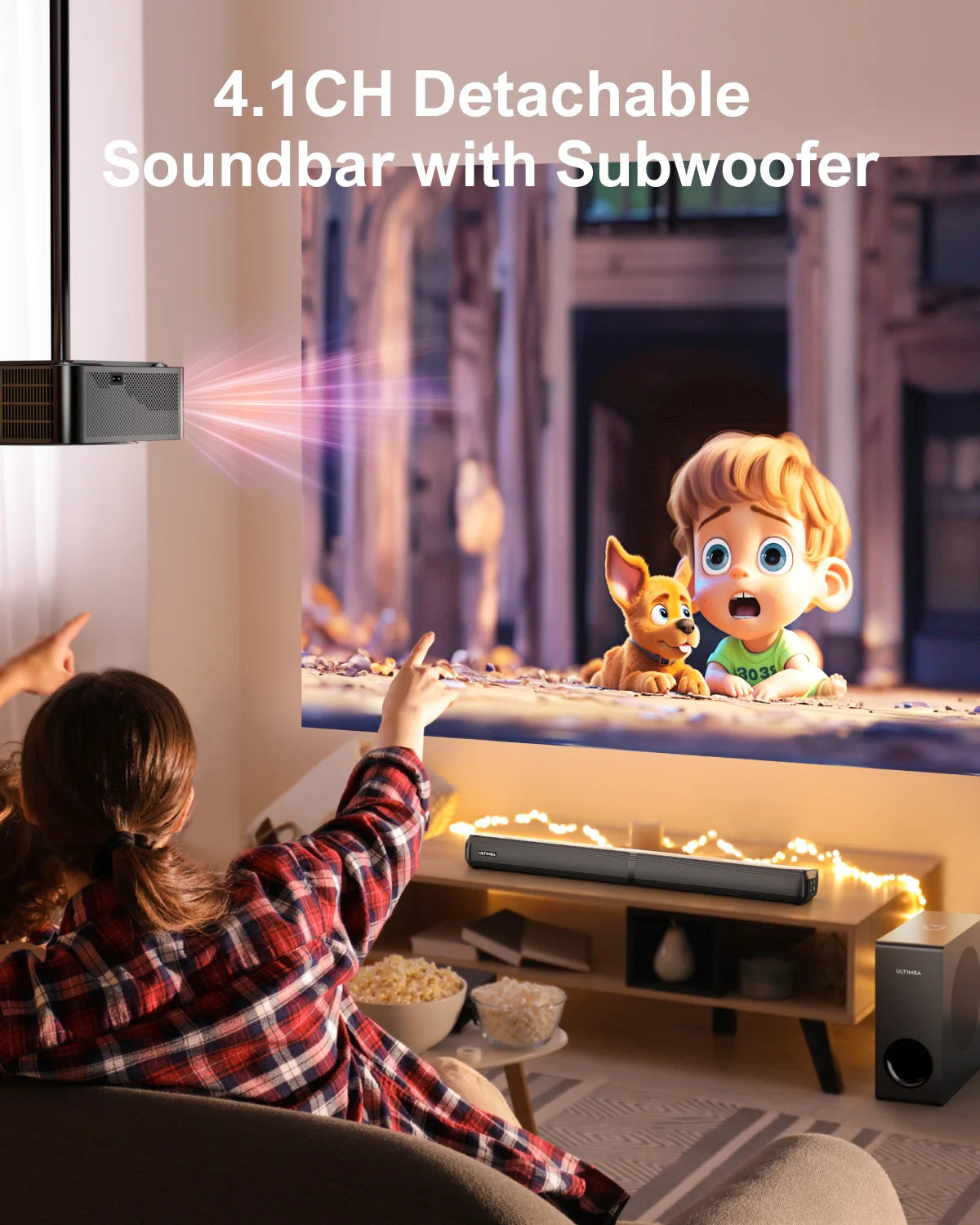 ULTIMEA 200W 4.1ch Detachable Bluetooth 5.3 Soundbar with Subwoofer for Smart TV and Home Theater