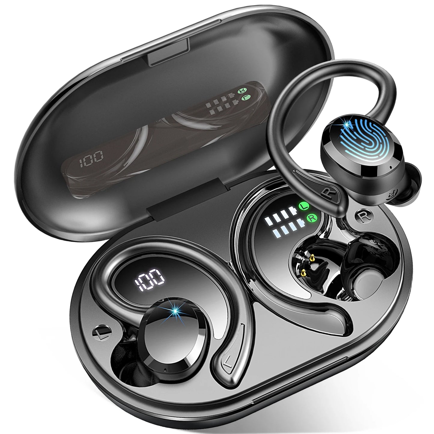 Wireless Bluetooth 5.3 Earbuds with Stereo Bass & 40H Playback IP7 Waterproof