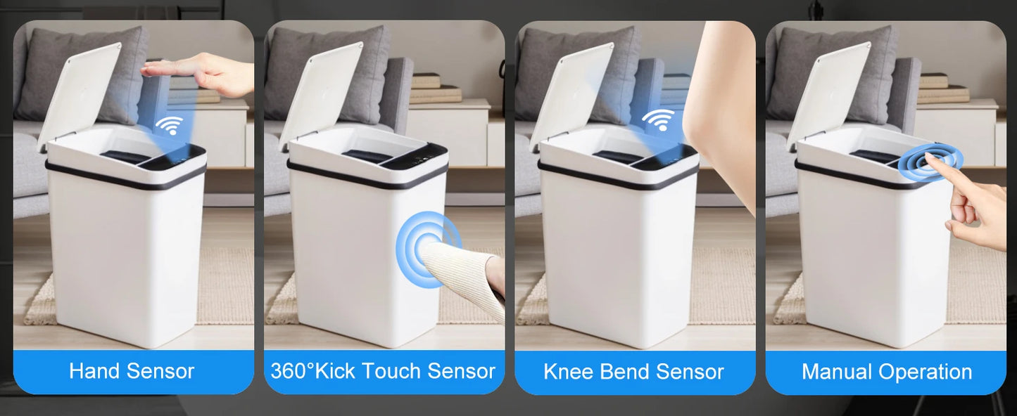 2 Pack 12L Touchless Motion Sensor Trash Cans with Lid Slim Design