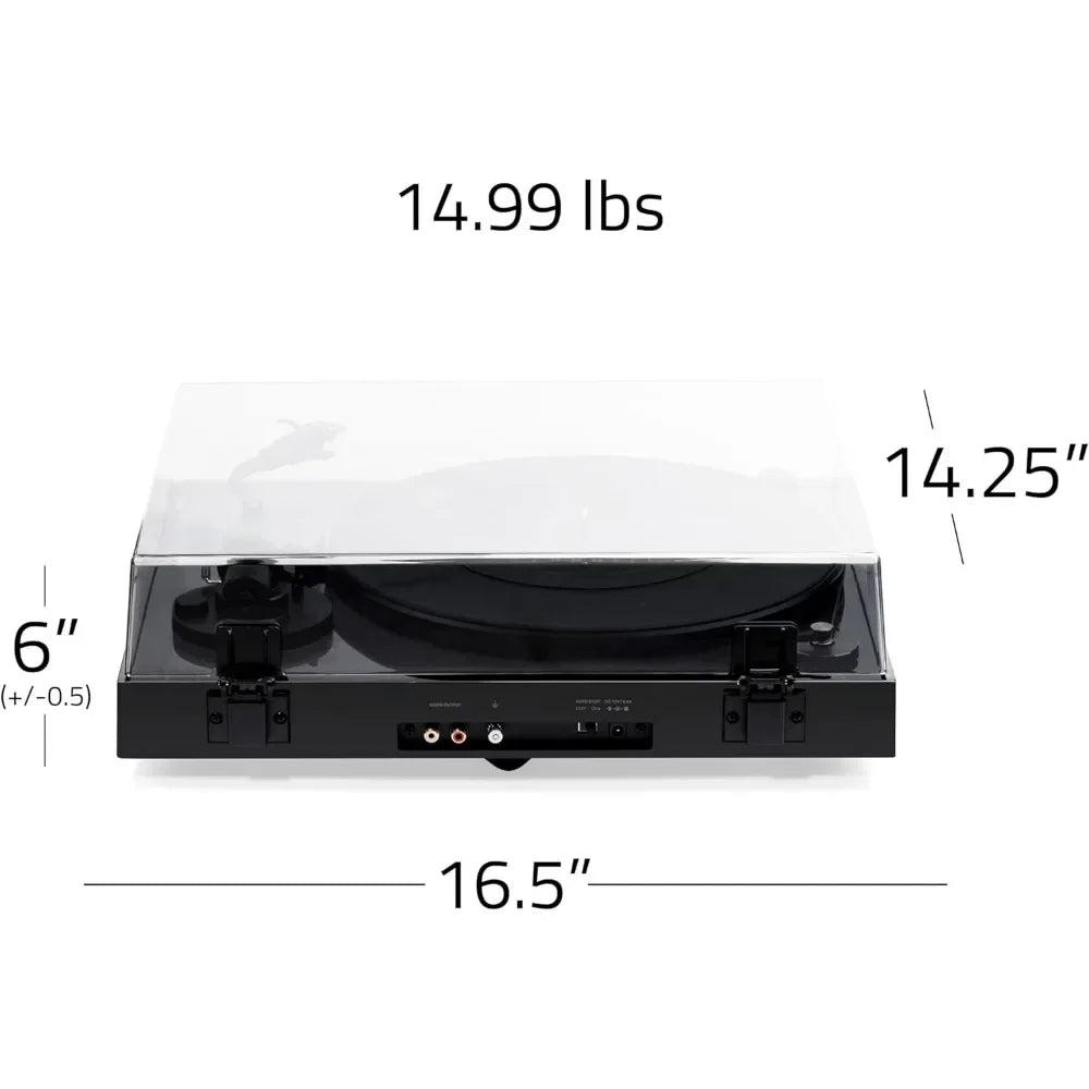 RT82 High Fidelity Vinyl Turntable with Cartridge Speed Control Piano Black