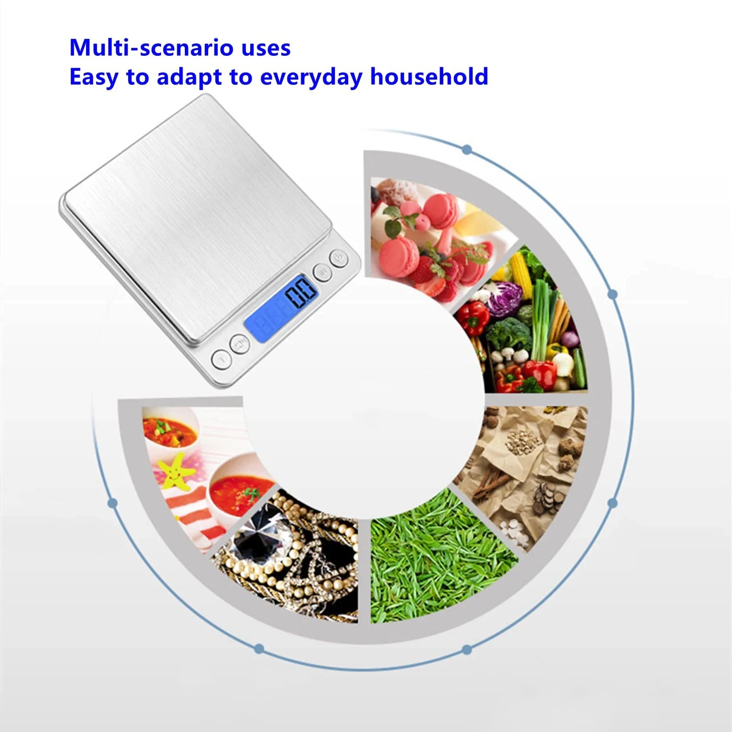 Digital Kitchen Scale 3000g/0.1g with LCD Display Tare Function for Food and Jewelry