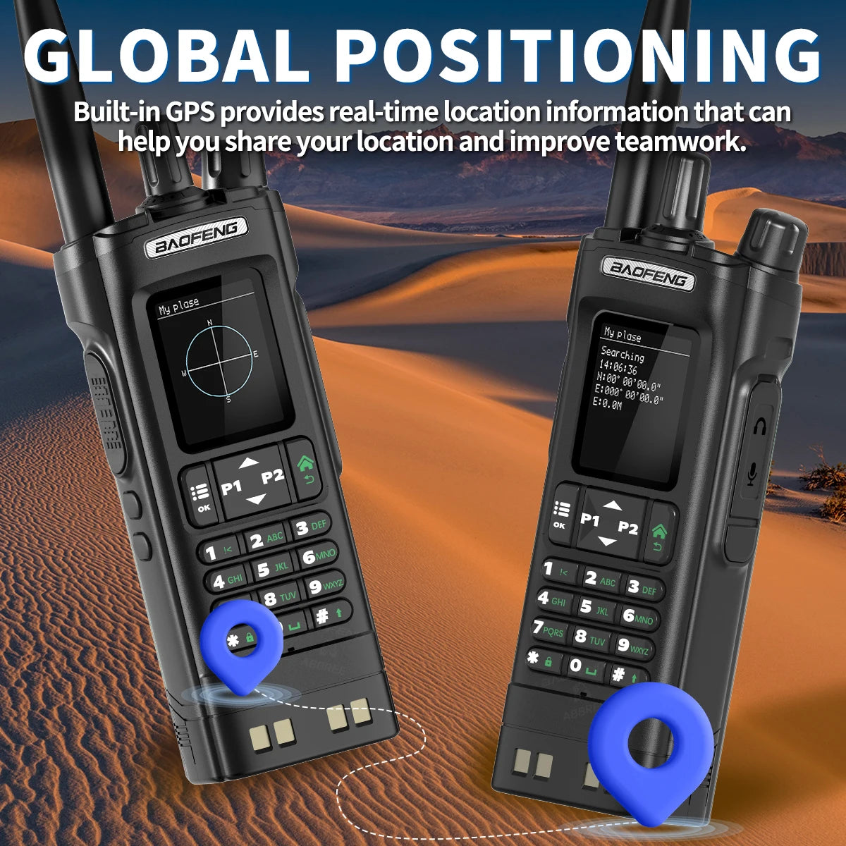 Baofeng UV-32 10W GPS Walkie Talkie Multi Band Bluetooth Type-C Long Range