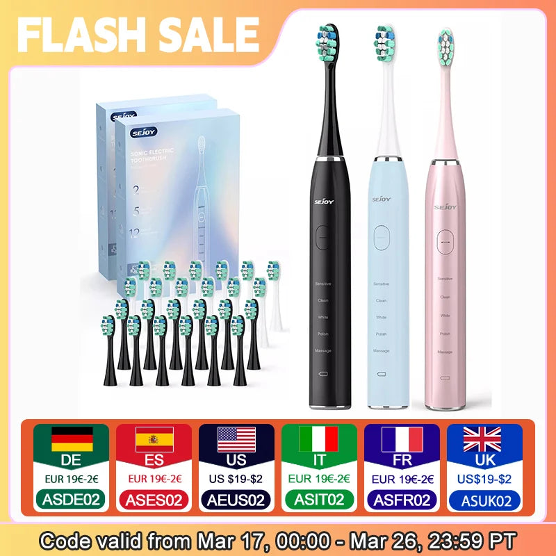 Sejoy Sonic Electric Toothbrush for Adults Rechargeable 5 Modes Personal Care