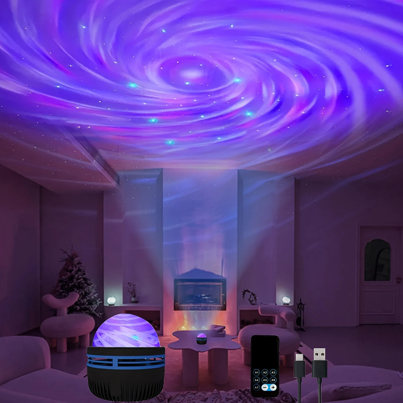 LED Galaxy Northern Light Projector 2 in 1 Night Light