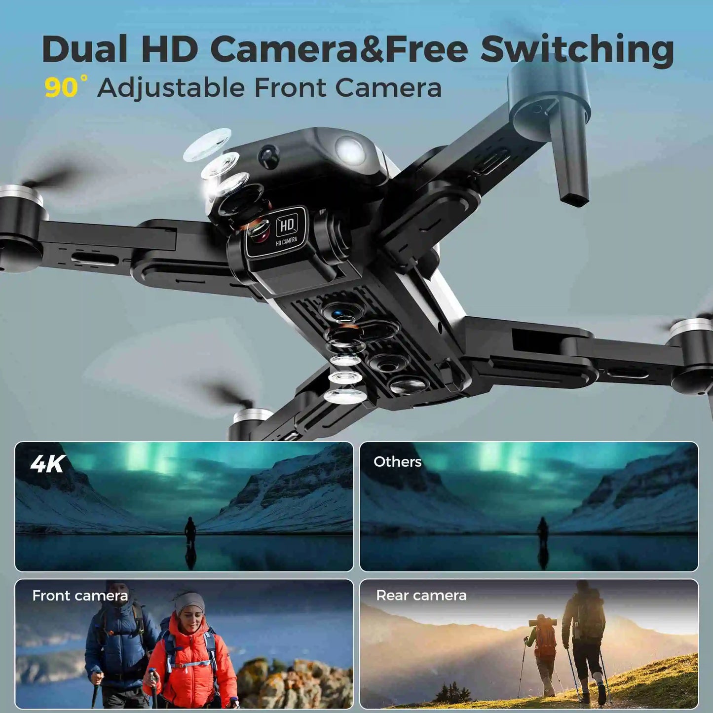 RC Brushless GPS Drone with Remote Long Flight 2 Batteries Quadcopter