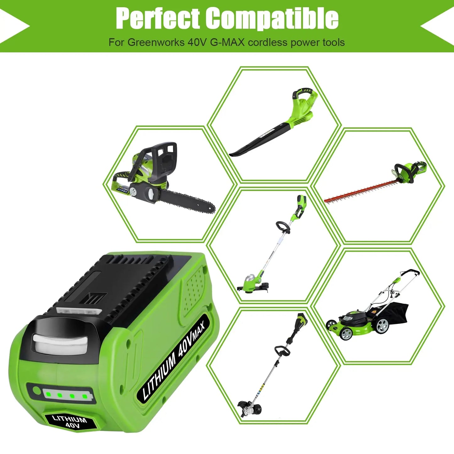 6.0Ah Greenworks 40V G-MAX Battery for 29472 29462 29252 20202 22262 Cordless Power Tools