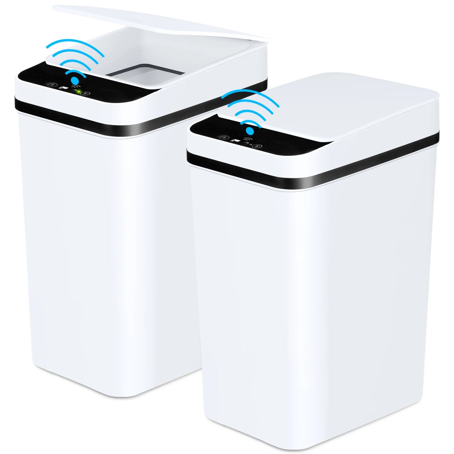 2 Pack 12L Touchless Motion Sensor Trash Cans with Lid Slim Design