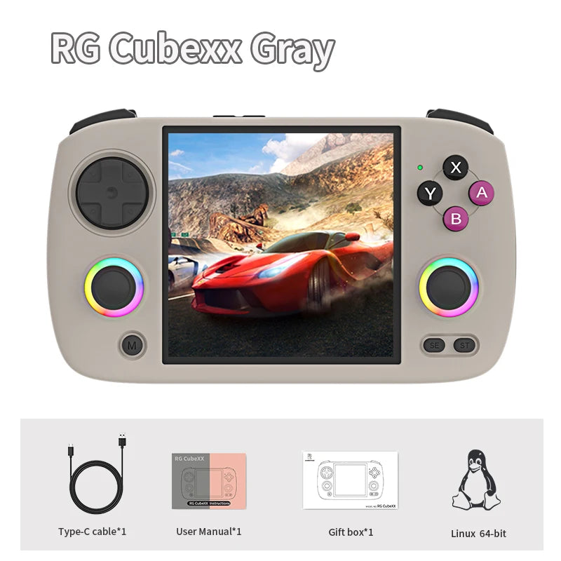 ANBERNIC RG Cubexx Handheld Game Console with 3.95 Inch IPS Screen 64 Bit Linux System 5G WiFi and Bluetooth