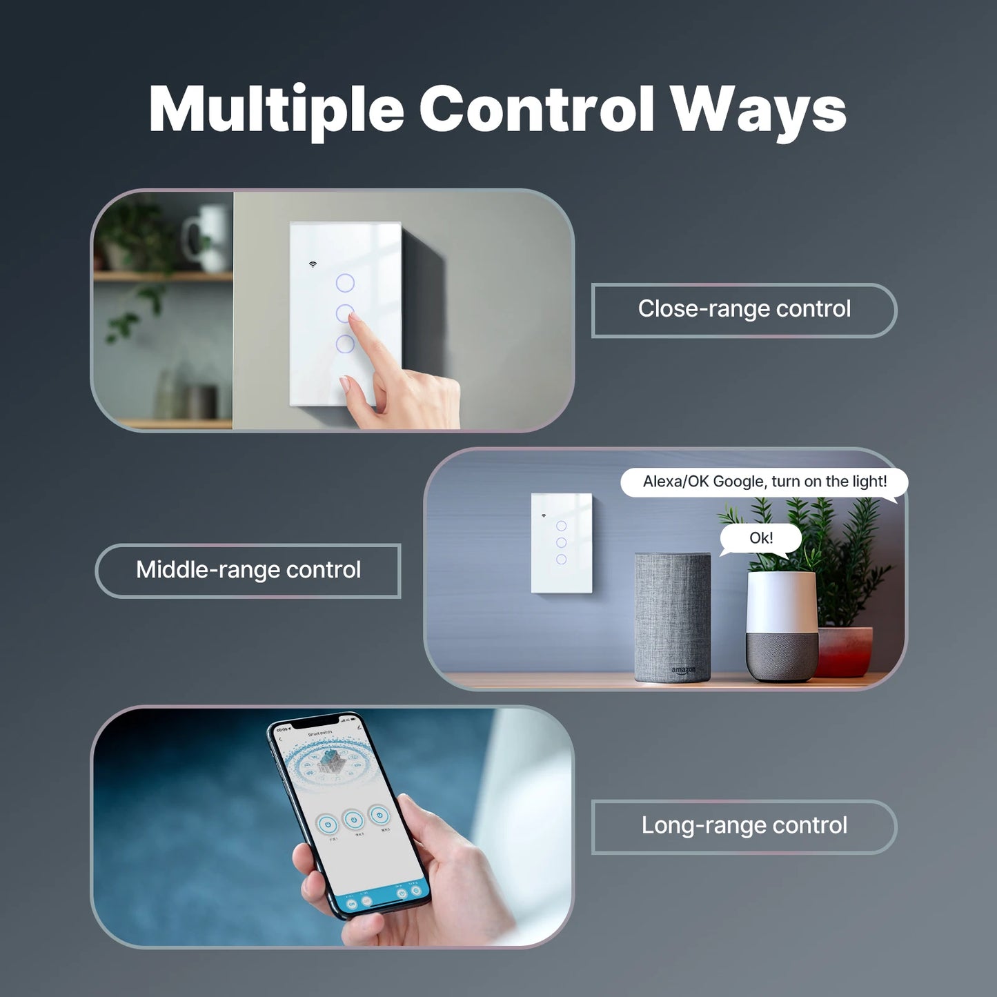 Tuya WiFi Smart Light Switch Touch Control Alexa Google