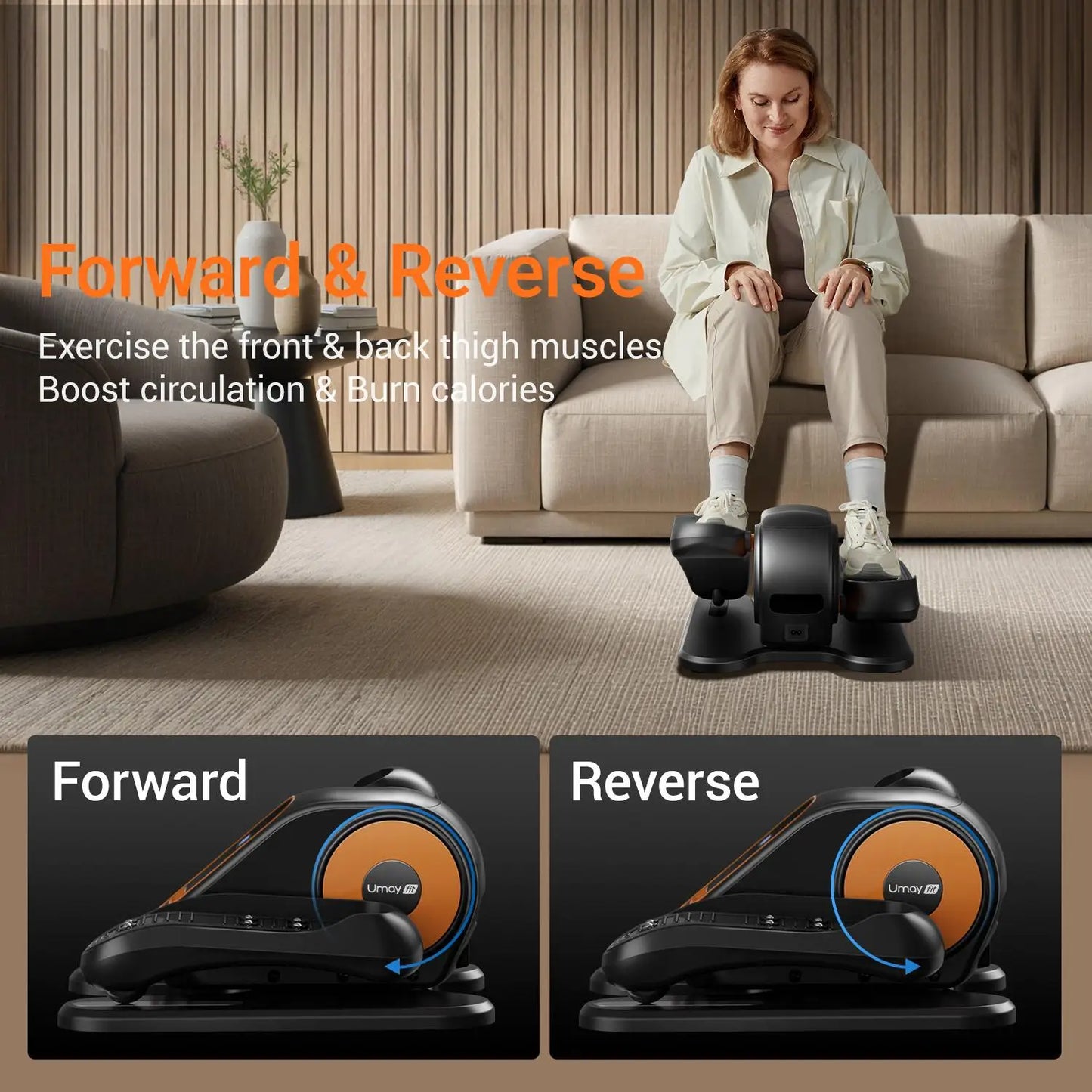 Quiet Under Desk Elliptical for Seniors with Remote Control