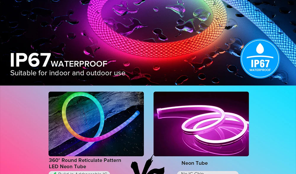 RGBIC 5V Silicone Neon LED Strip Waterproof 360 Glow