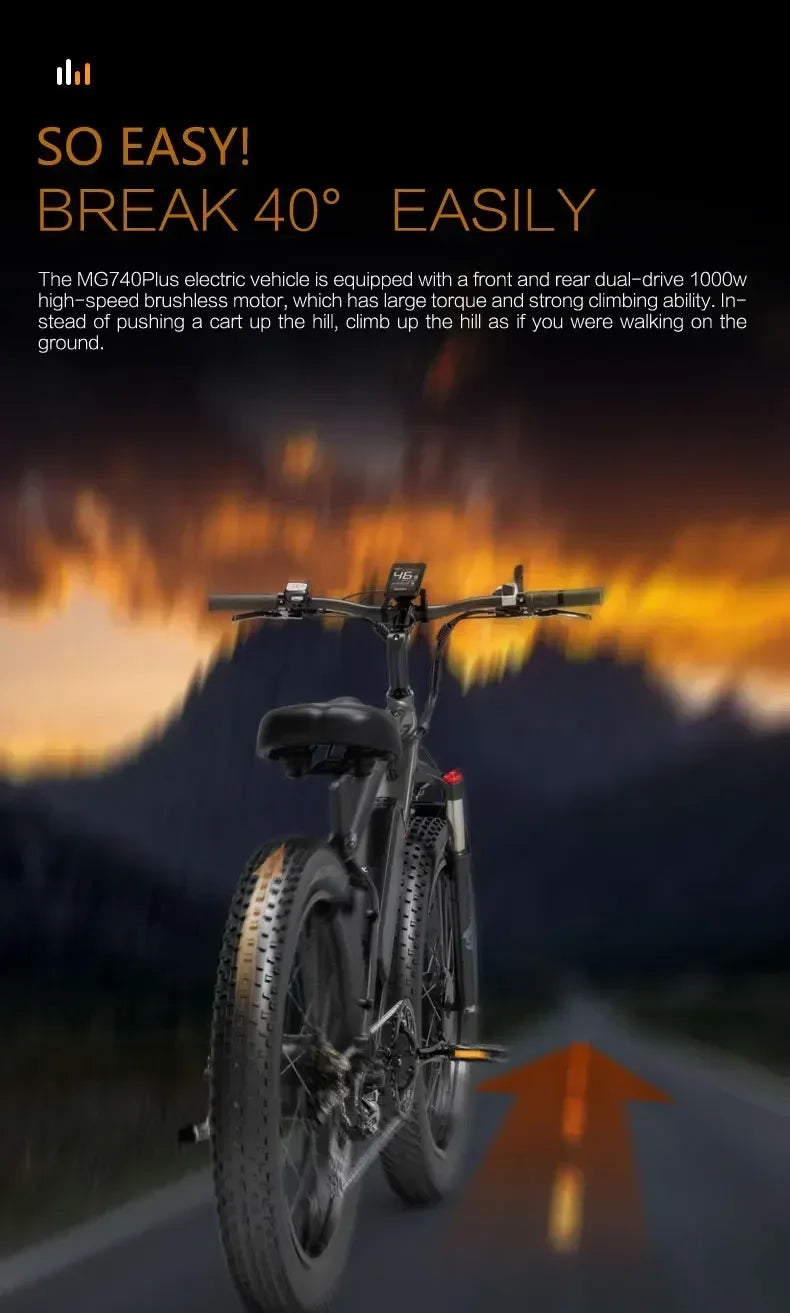 LANKELEISI MG740PLUS Electric Bike 2000W Motor 48V 16Ah Fat Tire Full Suspension
LANKELEISI MG740PLUS