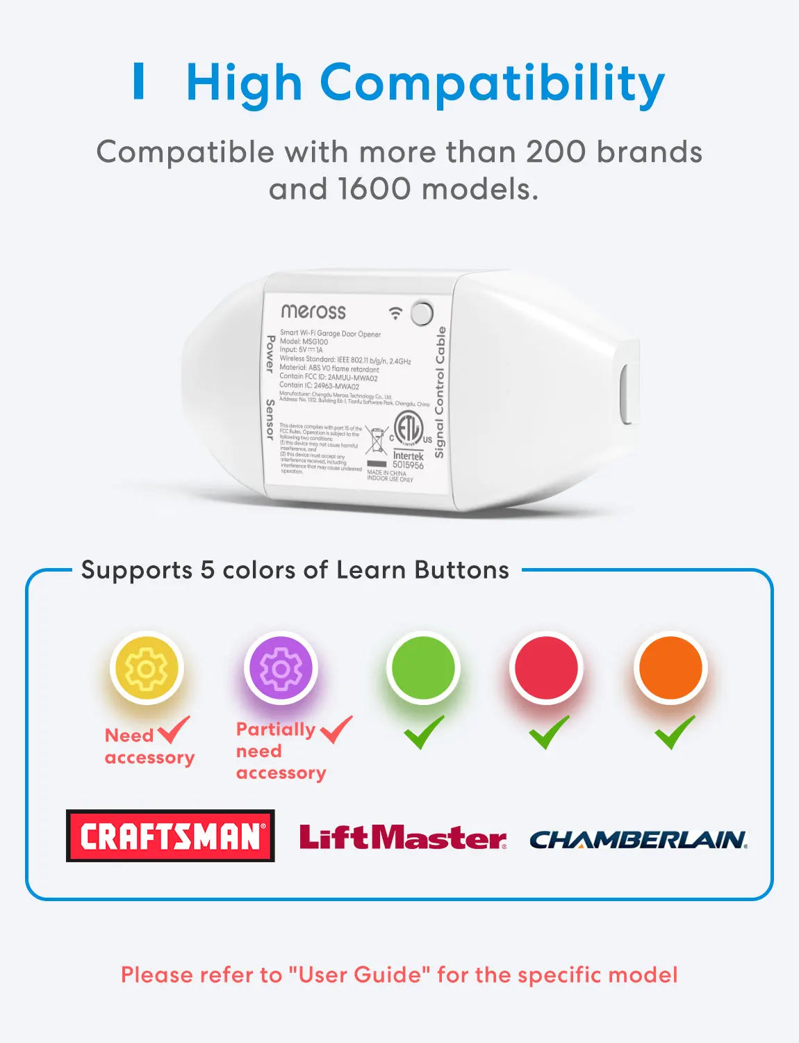 Meross HomeKit WiFi Smart Garage Door Opener Controller