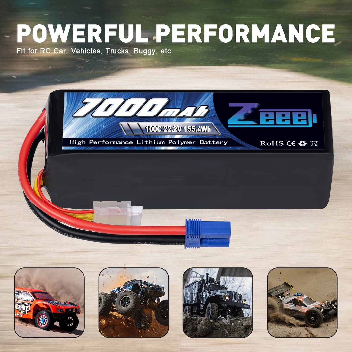 2pcs Zeee Lipo Battery 4S 6S 22.2V 100C 7000mAh Softcase with EC5 Plug for RC Vehicle Parts