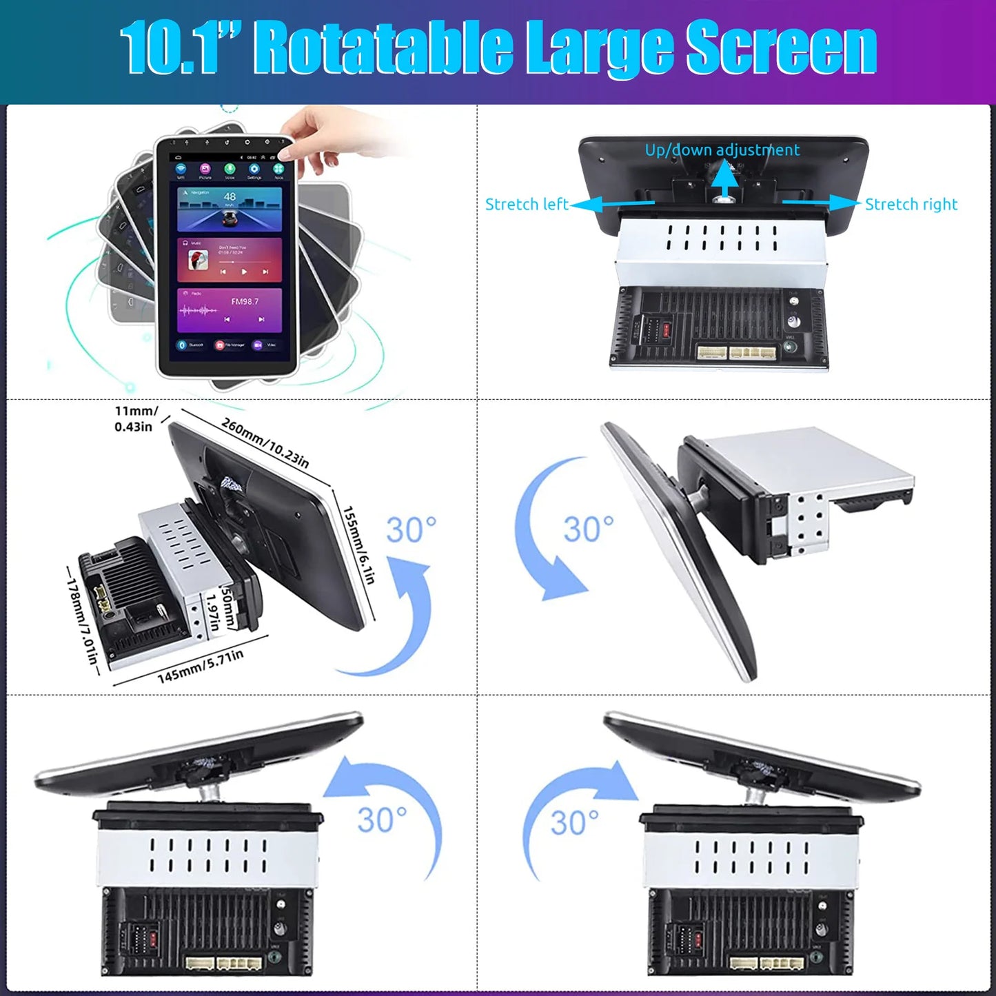 ESSGOO Android 13 10.1" Universal Rotatable Car Radio with CarPlay & GPS