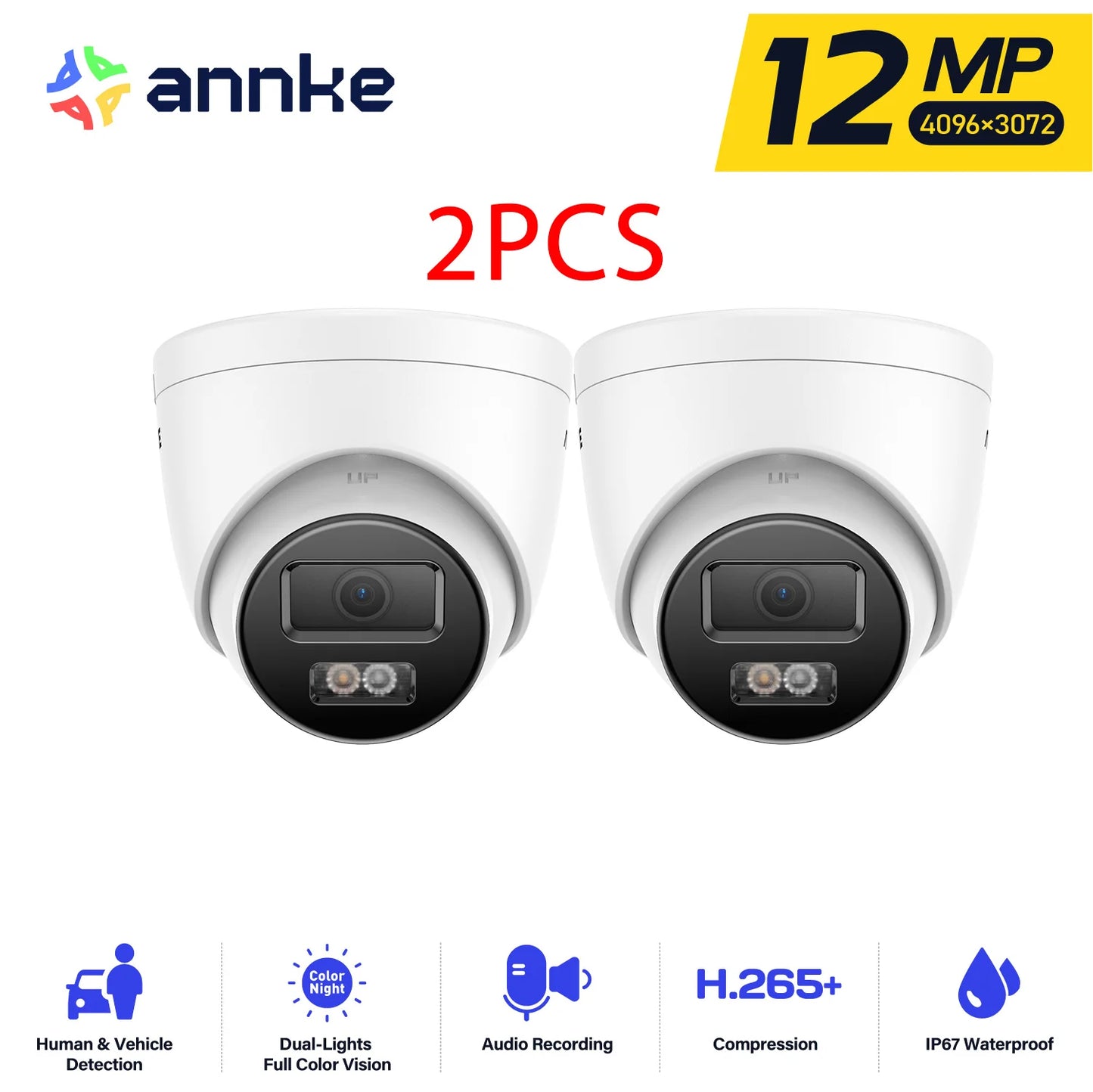 ANNKE 12MP PoE IP Camera Smart Dual Light Built-in Mic Surveillance Security