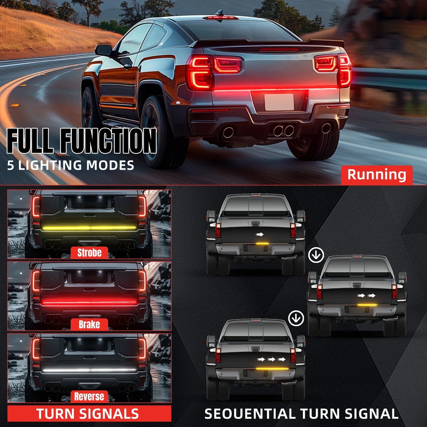 60 Inch 4 Row 864 LED Tailgate Light Strip for Truck