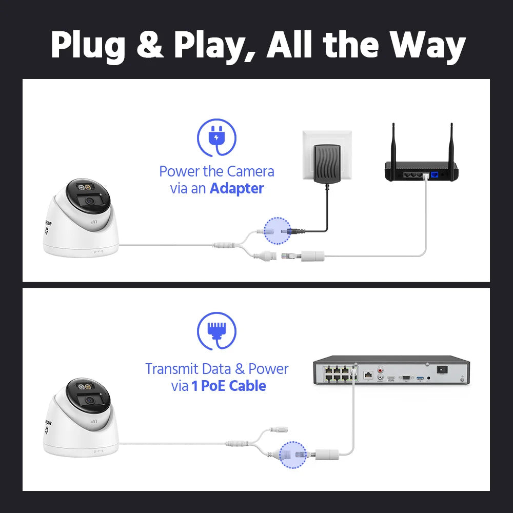 ANNKE 4PCS Smart Dual-Light 3K IR Network Security IP Camera Two-Way Audio Support flashing/ Audio alarm Waterproof POE Camera