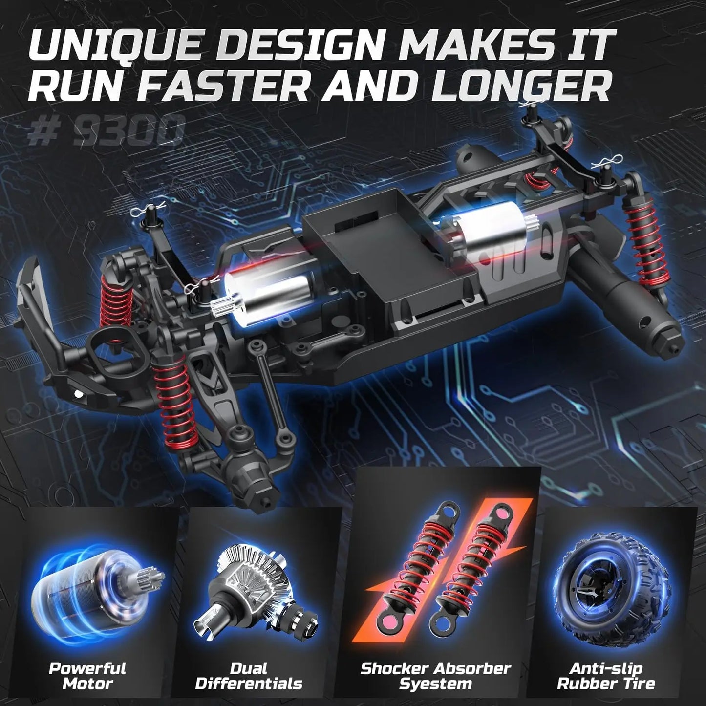 DEERC 9300 1/16 RC Car 40kmh 4WD Monster Truck