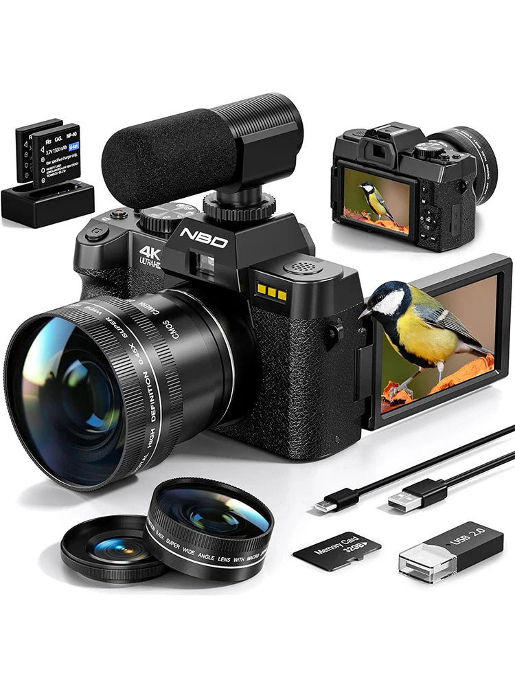 NBD 48MP Digital Camera with 4K Video 3.0 Inch Flip Screen and 16X Digital Zoom