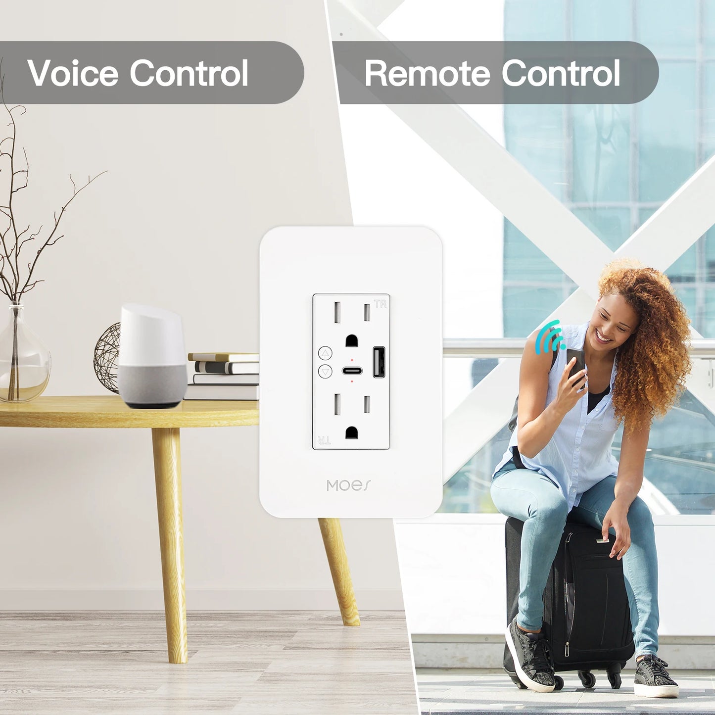 WiFi Smart Wall Socket with USB and Type C