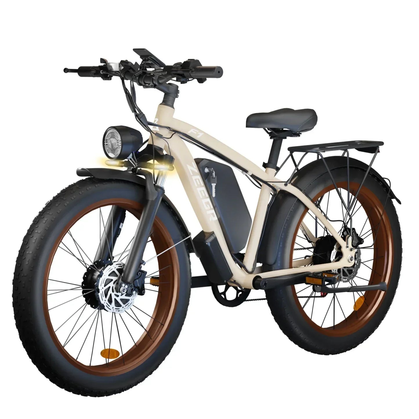 New F1 2000W Dual Motor Electric Bicycle 48V 22.4Ah Battery 26" Fat Tire E-Bike with Hydraulic Brakes for Snow & Beach