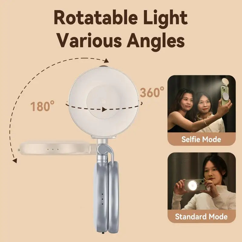 TELESIN 3-in-1 Magnetic Selfie Light with 360° LED Ring MagSafe Mirror and Phone Stand