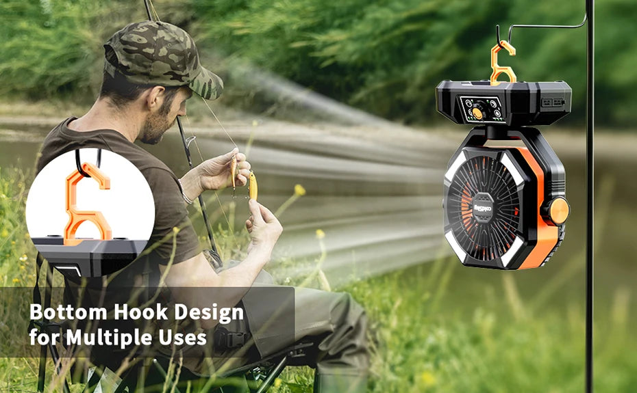 coldSky 20000mAh Battery Camping Fan with LED Lantern & 8 Speeds