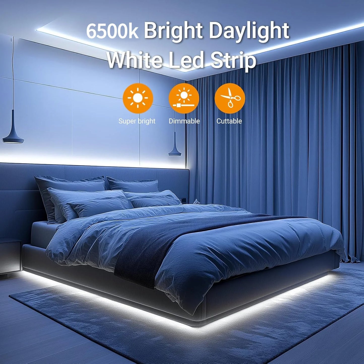 5V White LED Strip Light 6500K with Strong Adhesive