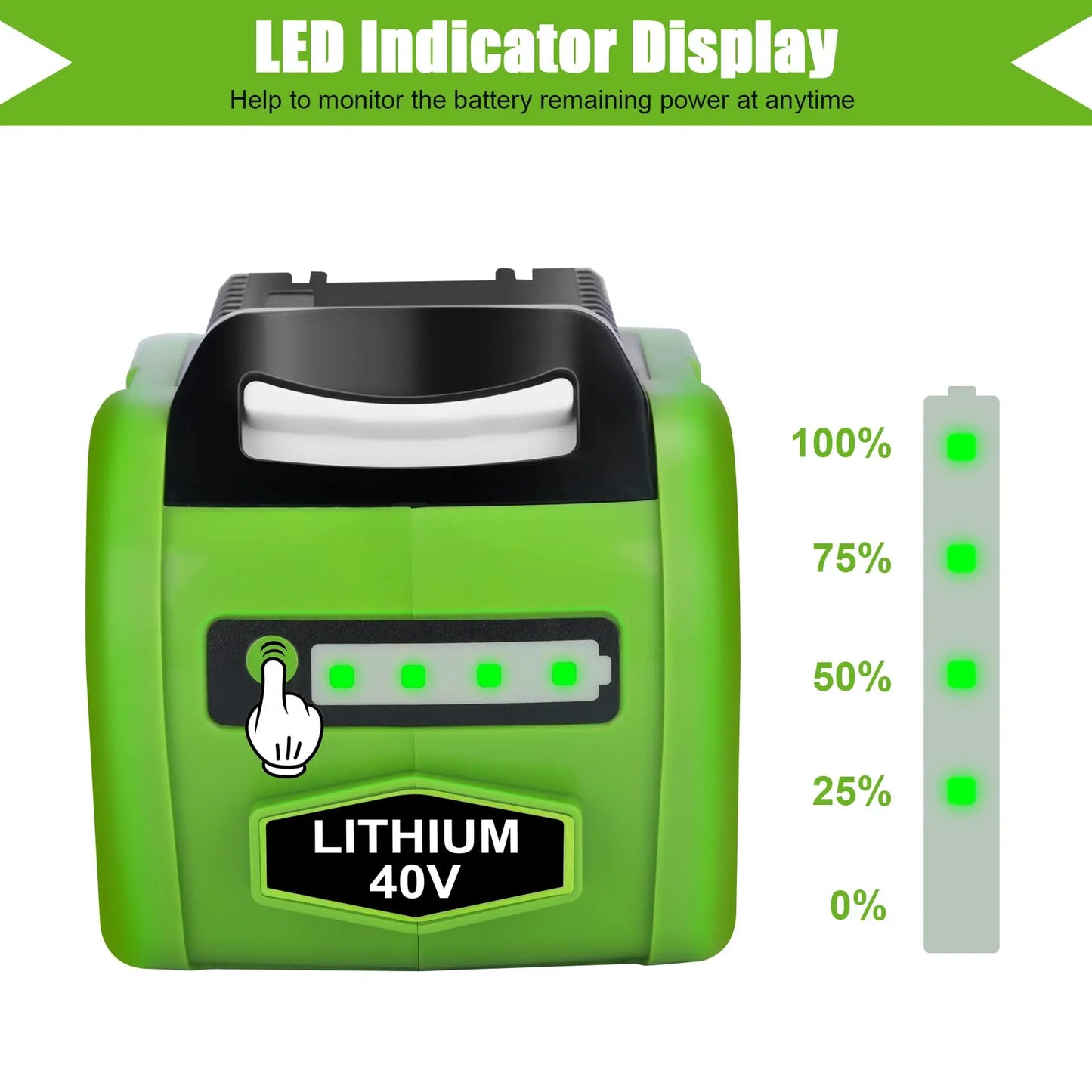 6.0Ah Greenworks 40V G-MAX Battery for 29472 29462 29252 20202 22262 Cordless Power Tools