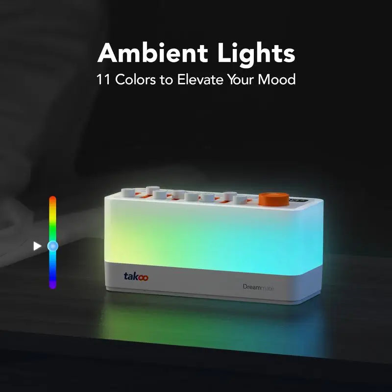 TAKOO 3-in-1 Sound Machine/Bluetooth Speaker/Night Light, DIY Mixable 7 Nature Sounds & White Noise, 11 Ambient Lights