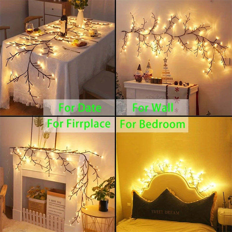 96/72 LED Flexible Willow Vine Lights White Birch Style 8 Mode Rattan Tree Decor for Indoor and Outdoor