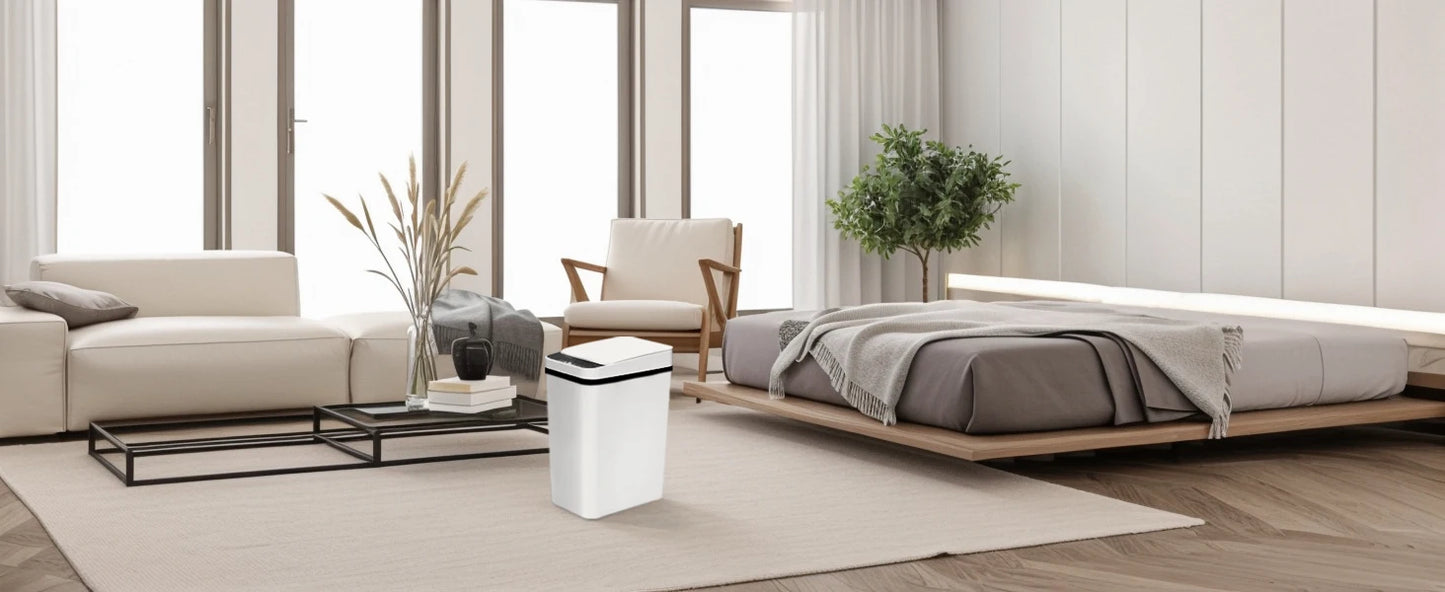 2 Pack 12L Touchless Motion Sensor Trash Cans with Lid Slim Design