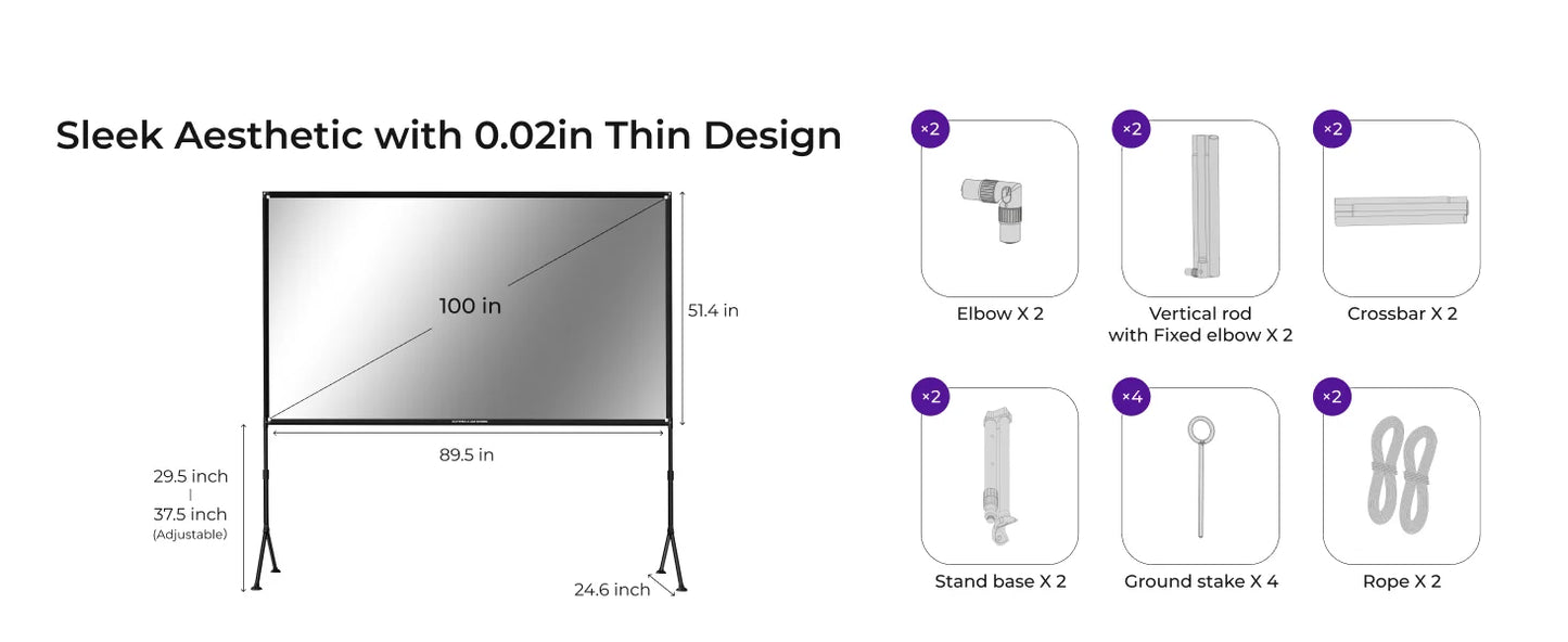 ULTIMEA EALR Projector Screen With Stand 4K HD 2.0 Gain