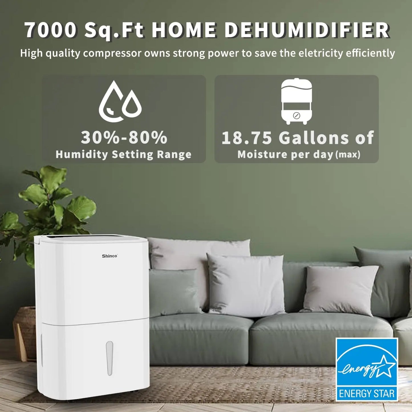 Shinco 150 Pint WiFi Dehumidifier with Pump