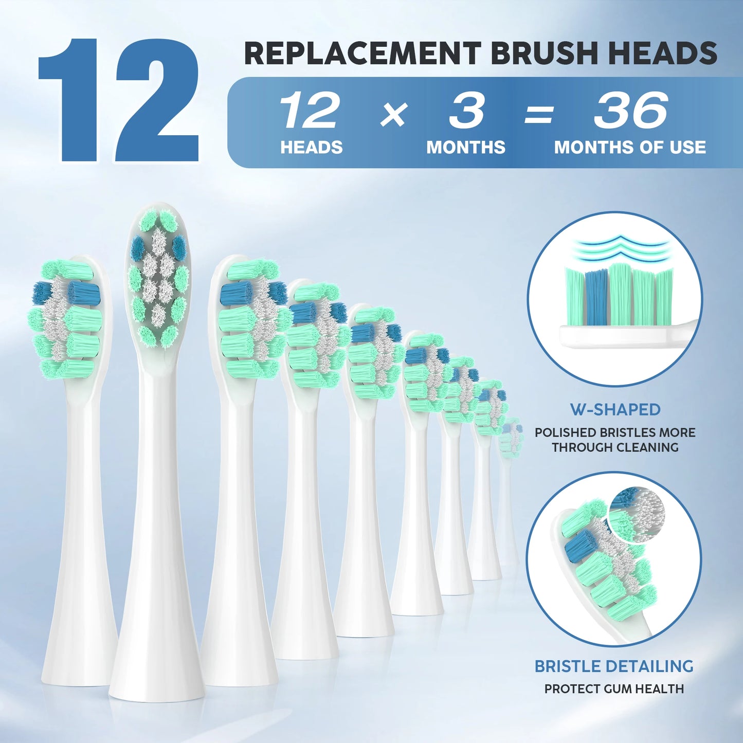 Smart Rechargeable Electric Toothbrush with 12 Heads 5 Modes