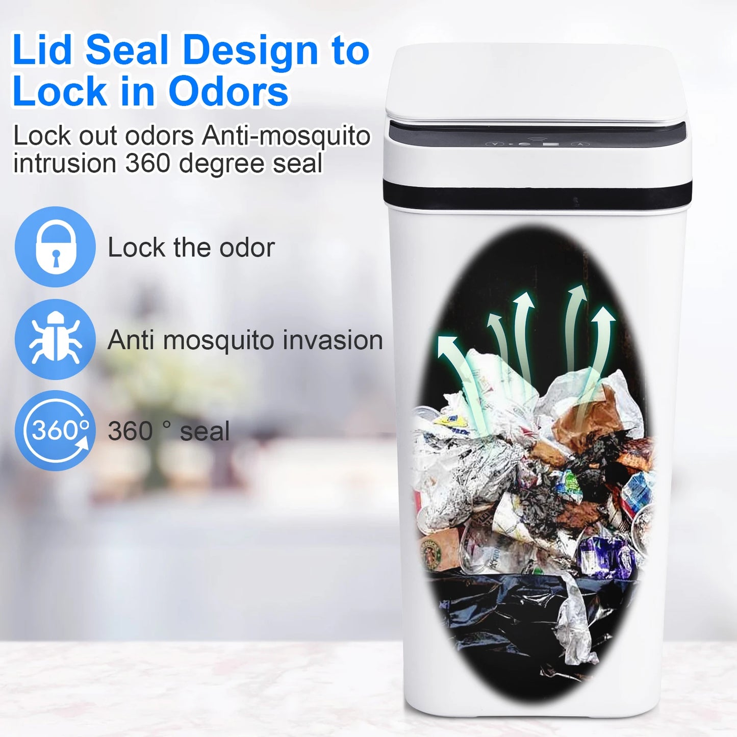 2 Pack 12L Touchless Motion Sensor Trash Cans with Lid Slim Design