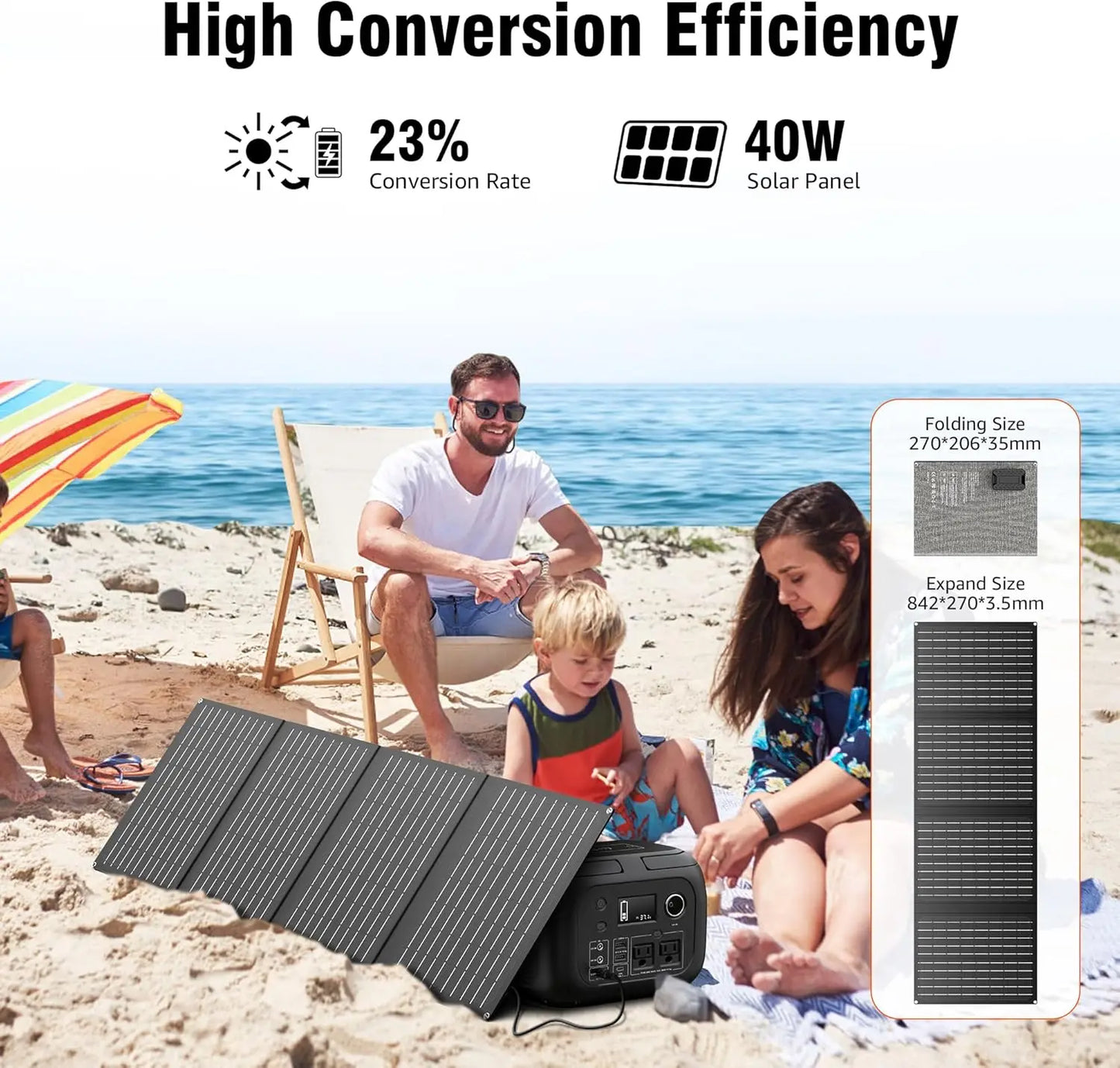 300W Portable Power Station with 260Wh Capacity and 40W Solar Panels AC Outlet 110V for Camping Travel RV