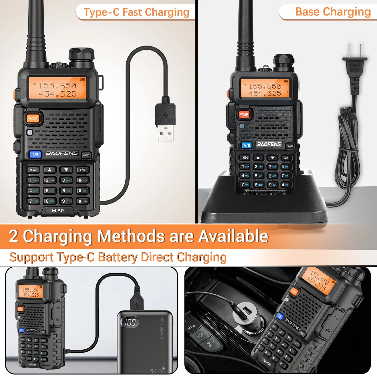 1 or 2PCS Baofeng M-5R 8W Walkie Talkie Multi Band Type-C Long Range