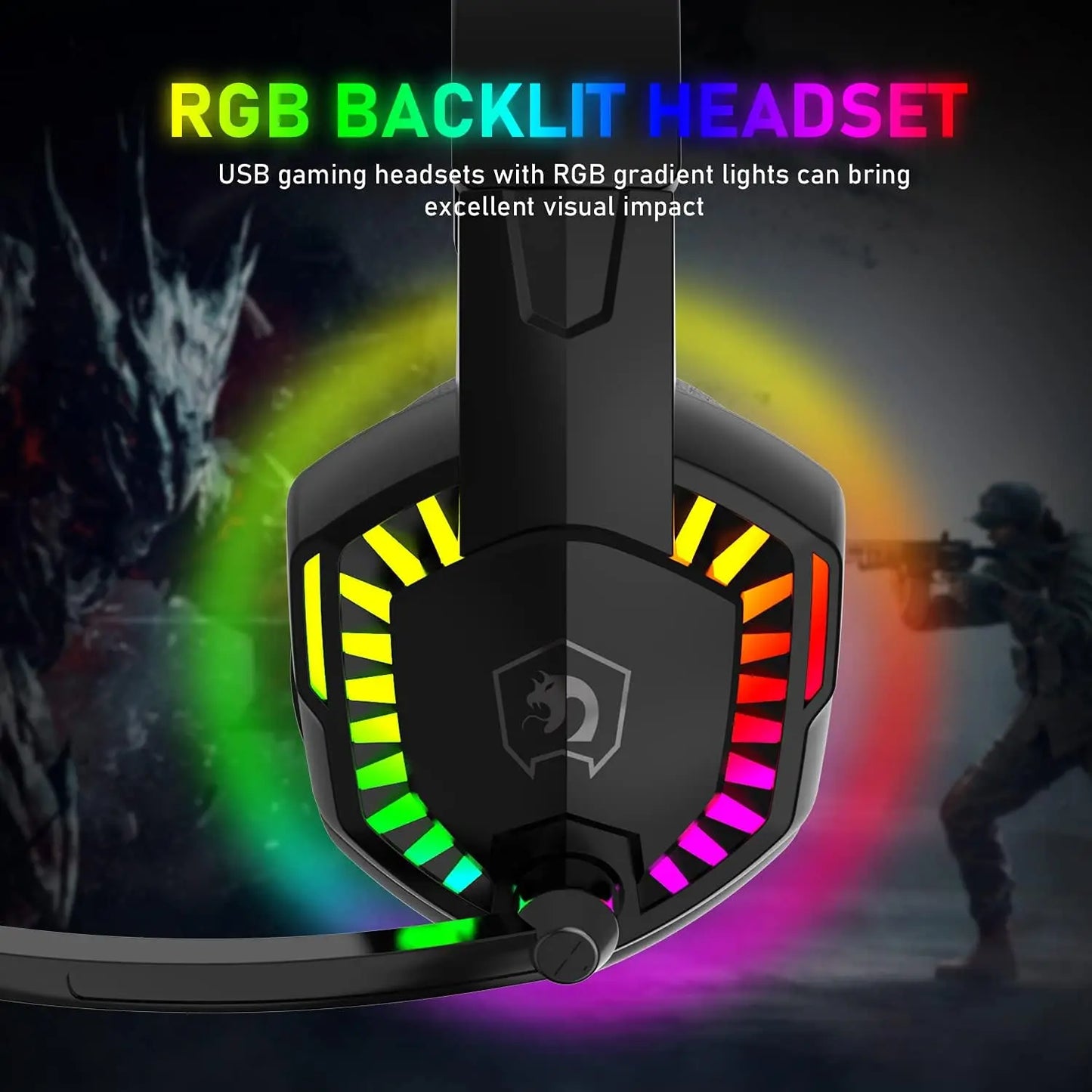 MAMBASNAKE CY907 RGB Gaming Headset 5.1 Surround Sound 3.5mm Wired Over-Ear Headphone