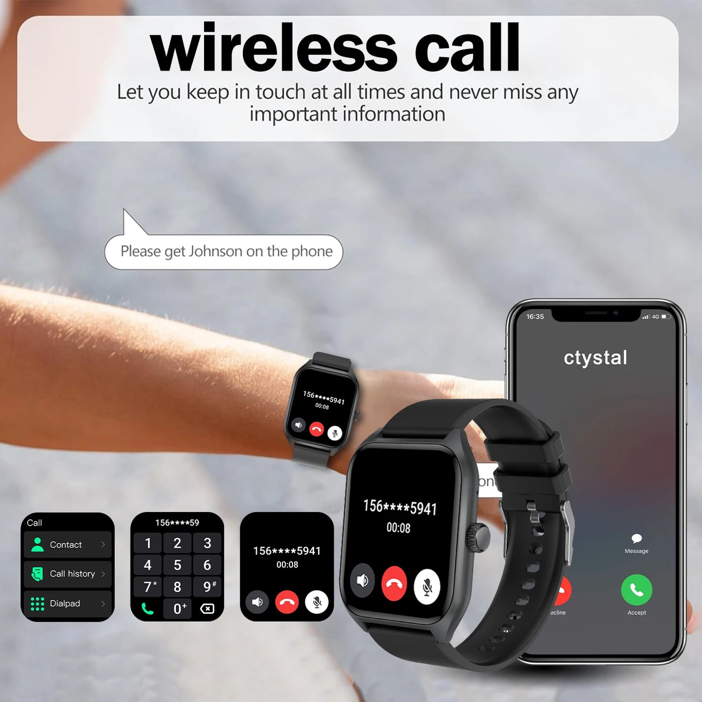 AI Voice Assistant Smart Watch 1.96" HD Screen 100+ Sports Sleep Heart Rate Monitor