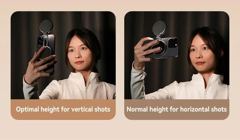 TELESIN 3-in-1 Magnetic Selfie Light with 360° LED Ring MagSafe Mirror and Phone Stand