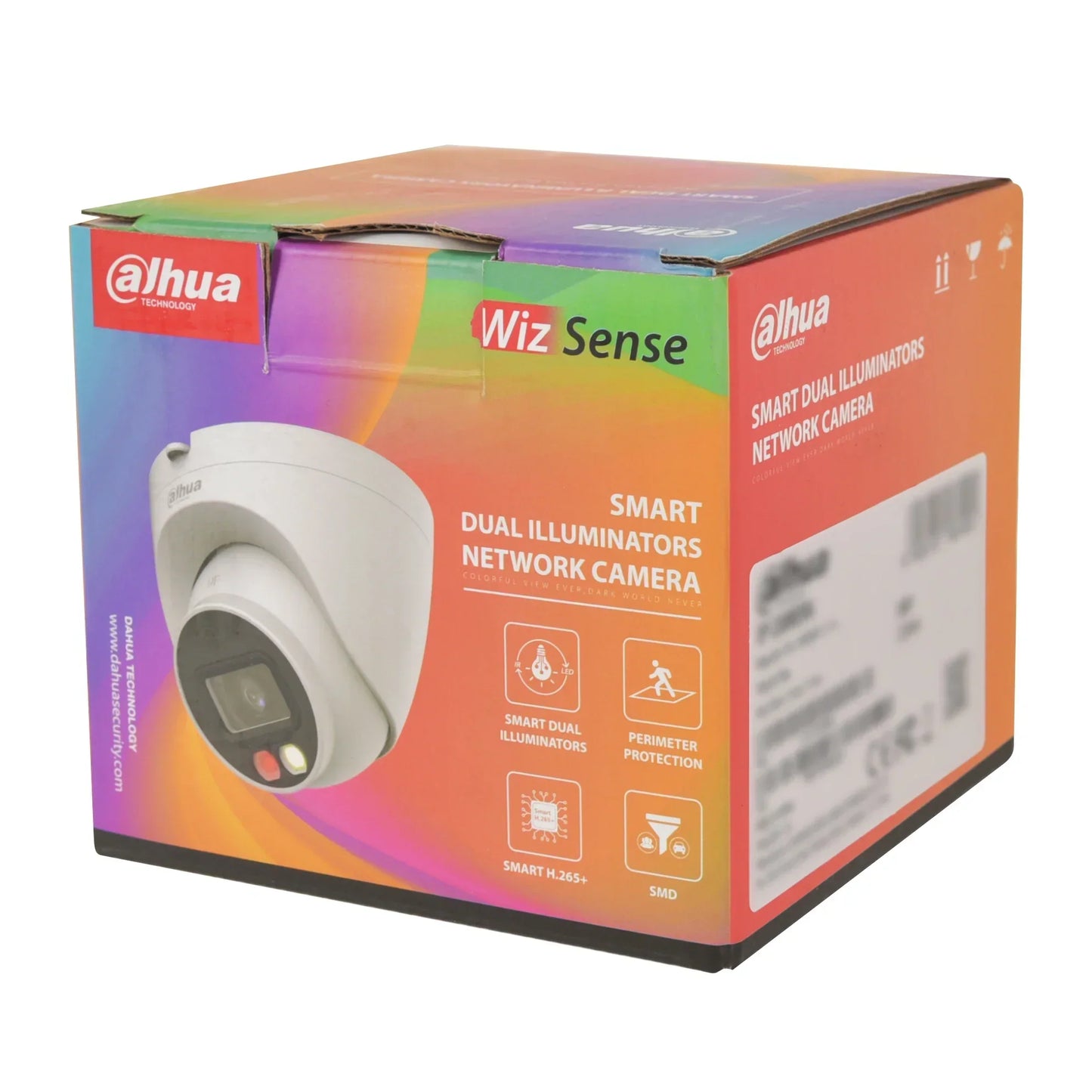 Dahua 8MP Full-color IP Dome Surveillance Camera in box packaging.