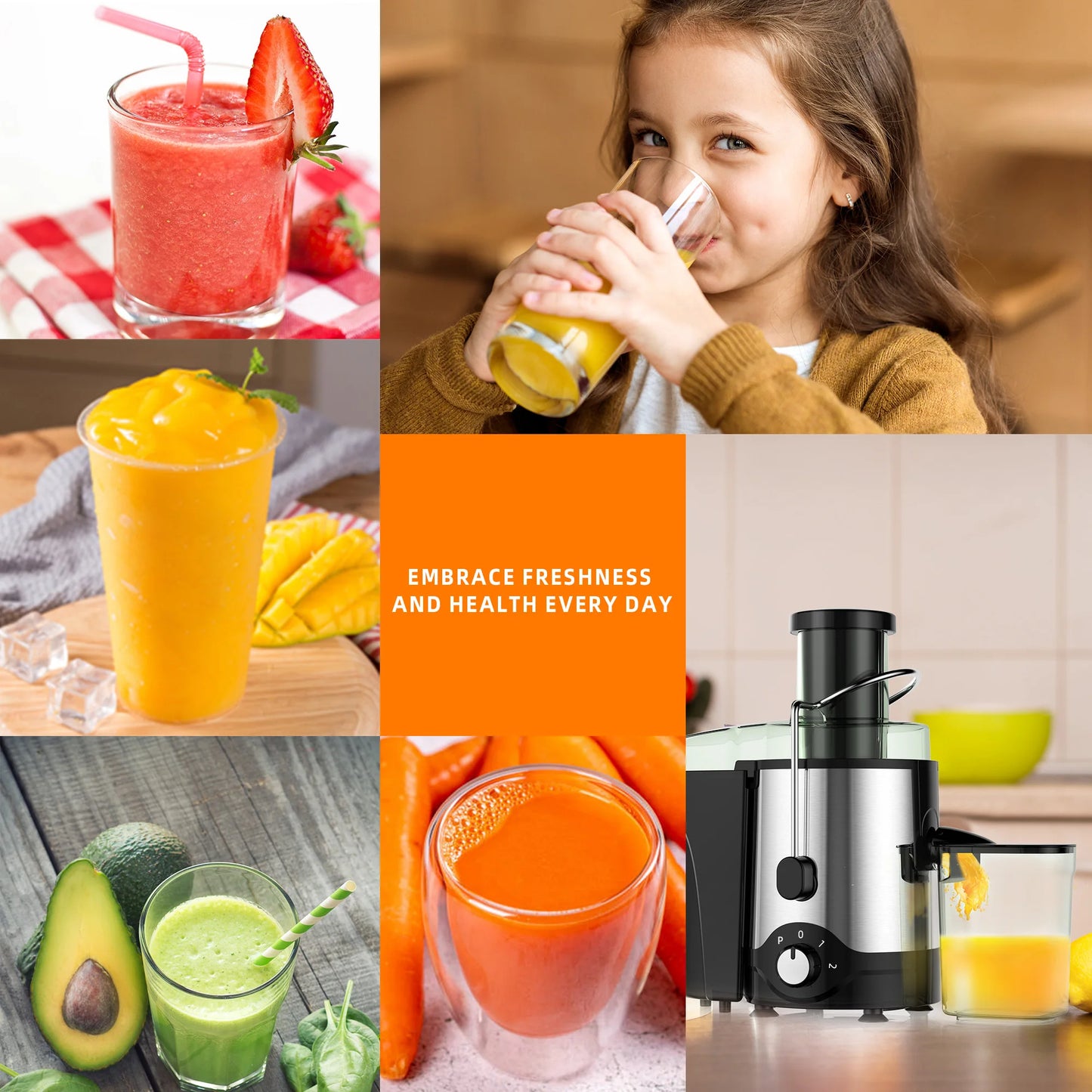 VAVSEA 600W Centrifugal Juicer Extractor with 3 Inch Feed Chute